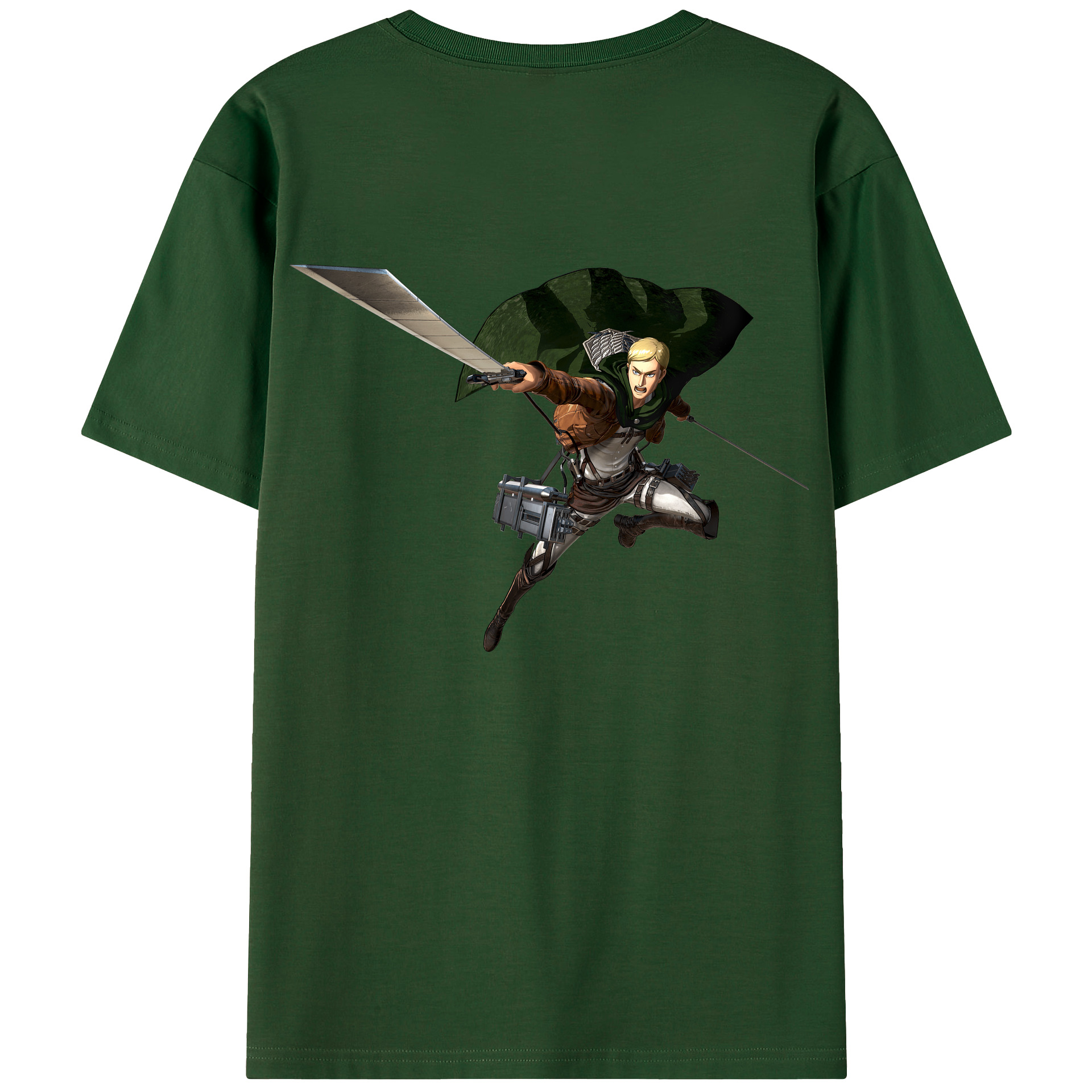 （画像用） 進撃の巨人 エルヴィン・スミス Attack on Titan Erwin Smith 綿100％半袖Tシャツ（背面プリント）